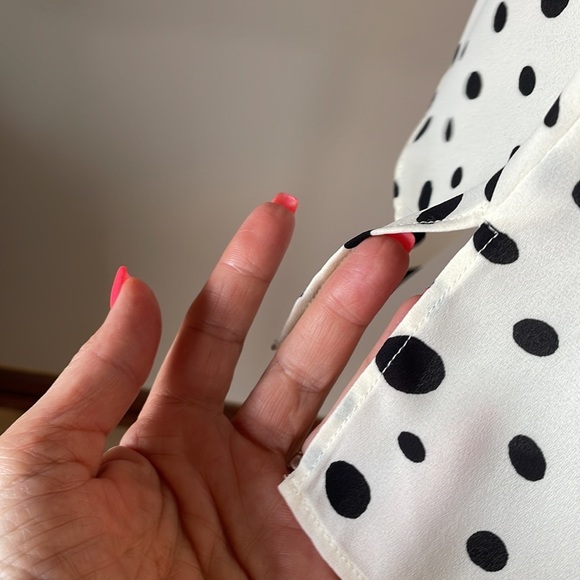 Bar III plus women’s polka dot camisole / tank eyelash lace neckline wht blk 1X - Picture 5 of 12